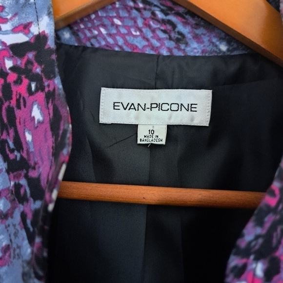 Vtg EVAN PICONE colorful open front blazer jacket lined cuffs M-L purples grey - Picture 6 of 7